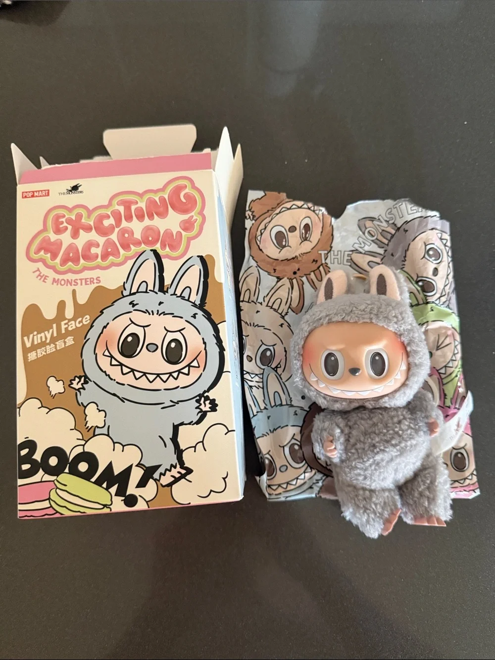 Labubu Exciting Macaron The Monsters Vinyl Face Figure - Gray
